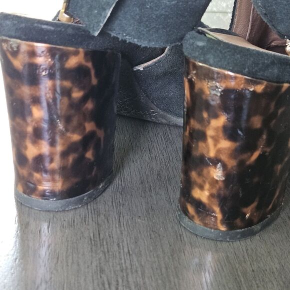 Vionic Lacey Tortoise Heeled Boot Womens 8.5 Black Suede Ankle Open Slingback - Picture 7 of 7